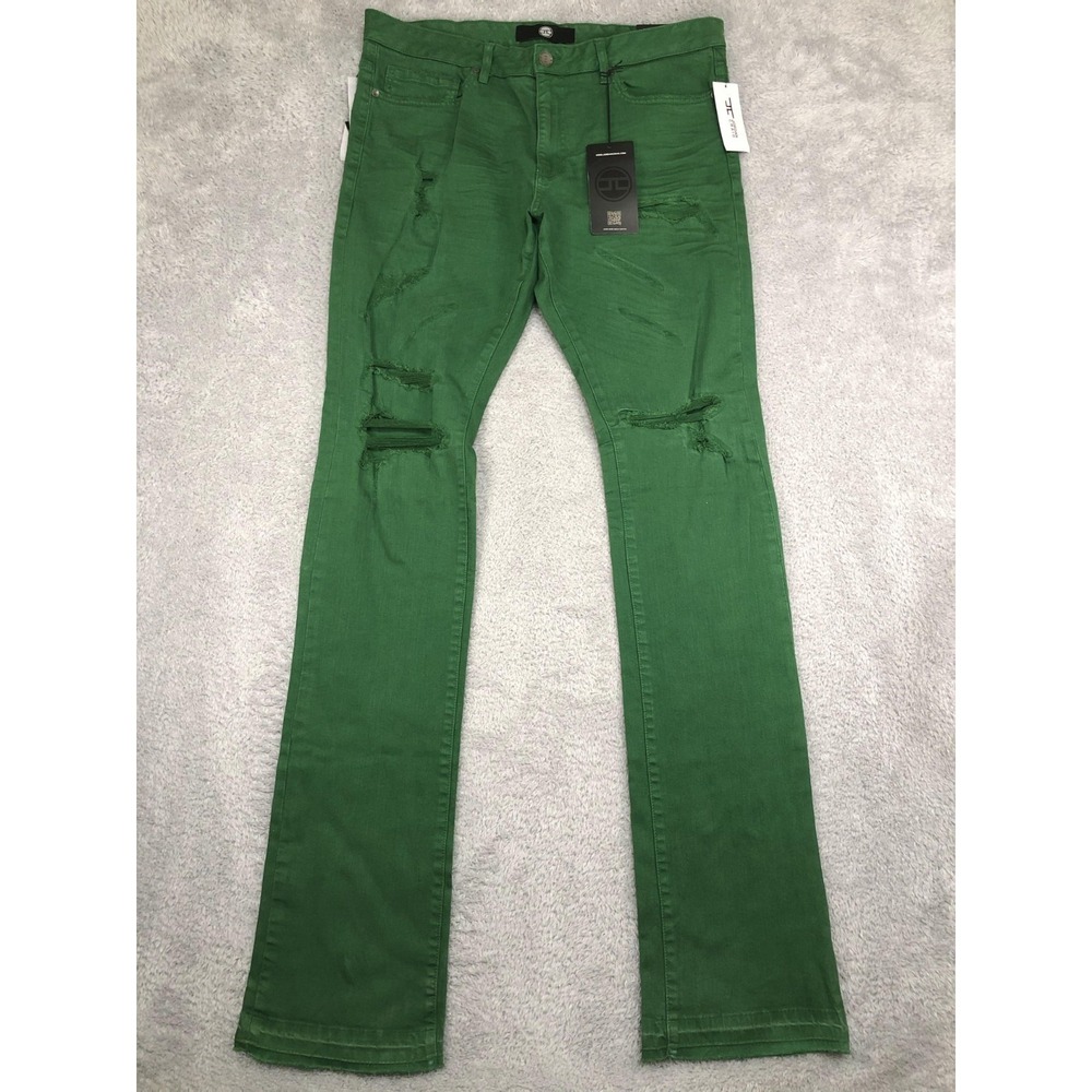 Jordan Craig Jeans Mens 38x42 Green NWT Martin Stacked Distressed